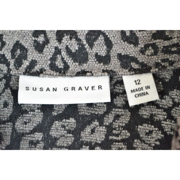 Susan Graver Women's 12 Gray Animal Print Tapestry Sleeveless Full Zip Vest - Picture 4 of 14